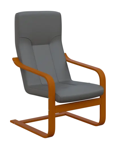 BO - 1 křeslo, dřevěná kostra, moření třešeň, koženka OTO SA 2, tmavě šedá